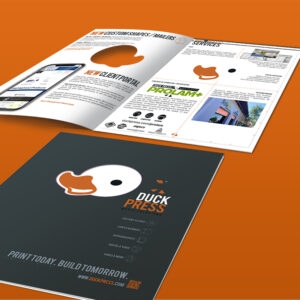 Custom Contour Cut Sales Brochure for Duck Press Promotion